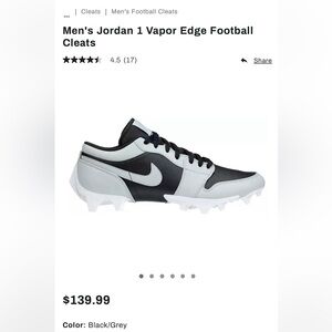 Men's Jordan 1 Vapor Edge Football Cleats 10.5